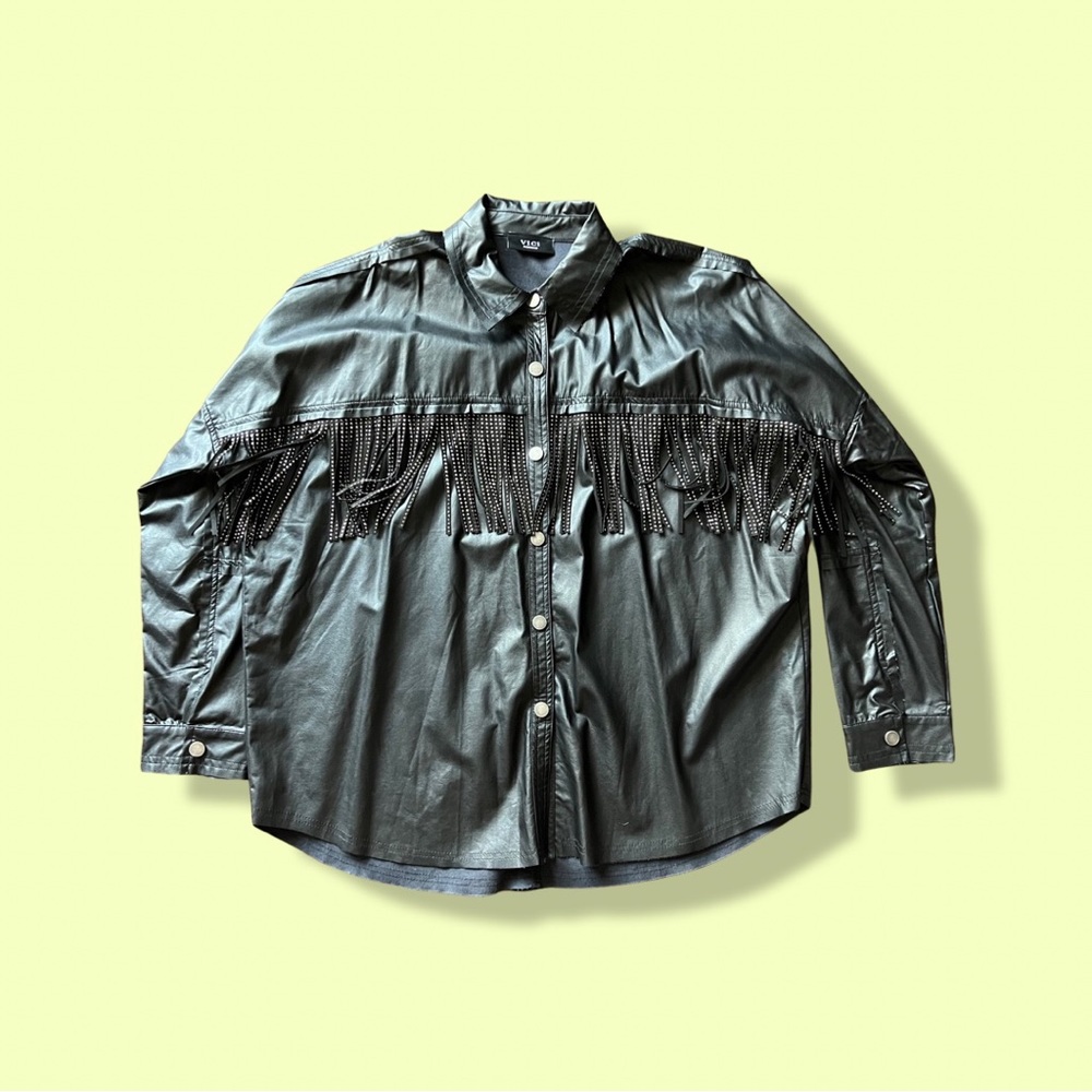 VICI rhinestone fringe Shacket